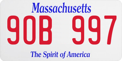MA license plate 9OB997