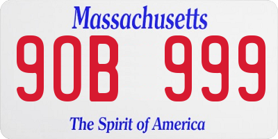 MA license plate 9OB999