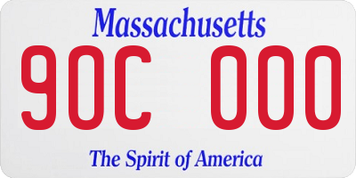 MA license plate 9OC000