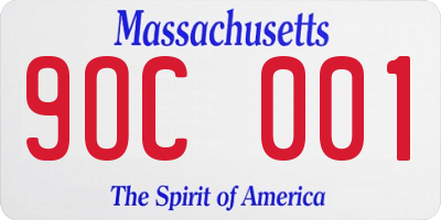 MA license plate 9OC001