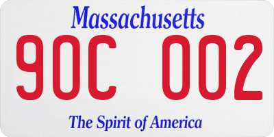 MA license plate 9OC002