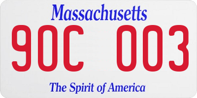 MA license plate 9OC003