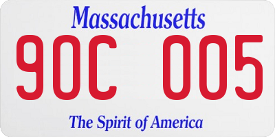 MA license plate 9OC005