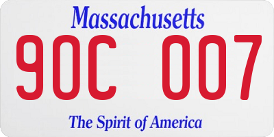 MA license plate 9OC007