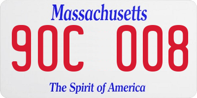MA license plate 9OC008