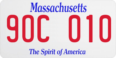 MA license plate 9OC010