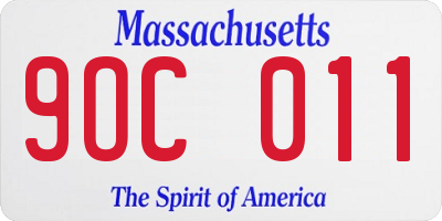 MA license plate 9OC011