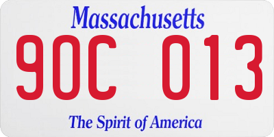 MA license plate 9OC013