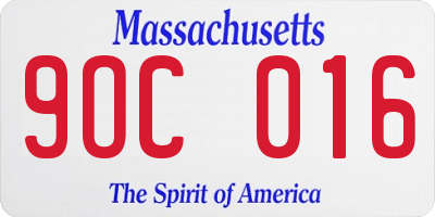 MA license plate 9OC016