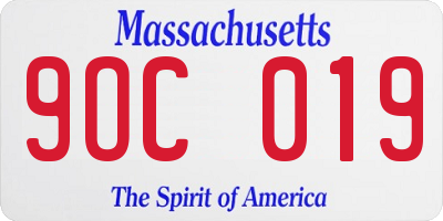 MA license plate 9OC019