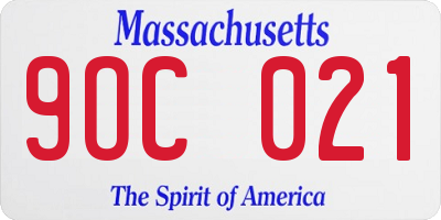 MA license plate 9OC021