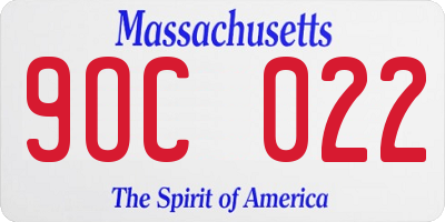 MA license plate 9OC022