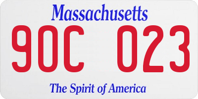 MA license plate 9OC023