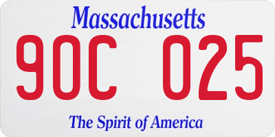 MA license plate 9OC025