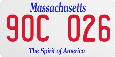 MA license plate 9OC026