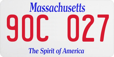 MA license plate 9OC027