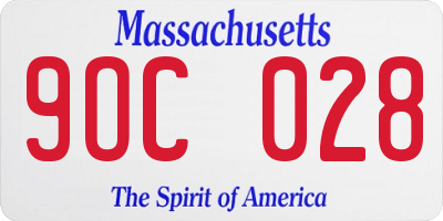 MA license plate 9OC028