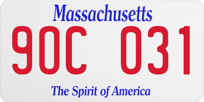 MA license plate 9OC031