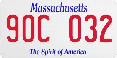 MA license plate 9OC032