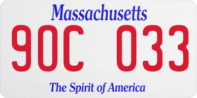 MA license plate 9OC033