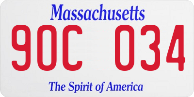 MA license plate 9OC034
