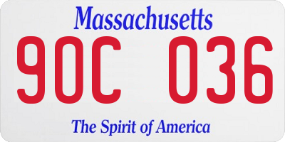 MA license plate 9OC036