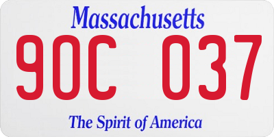 MA license plate 9OC037