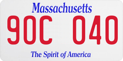 MA license plate 9OC040
