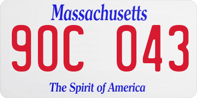MA license plate 9OC043