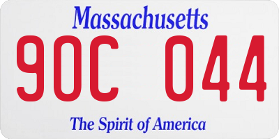 MA license plate 9OC044