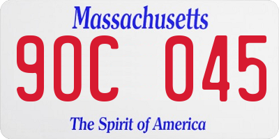MA license plate 9OC045