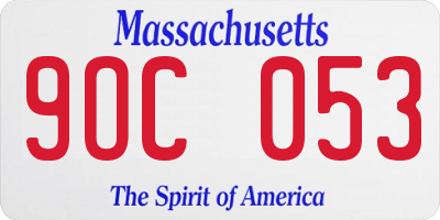 MA license plate 9OC053