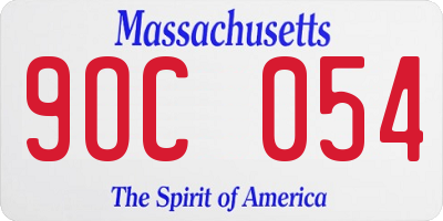 MA license plate 9OC054