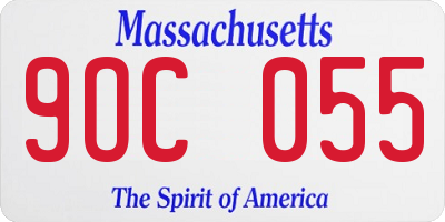 MA license plate 9OC055