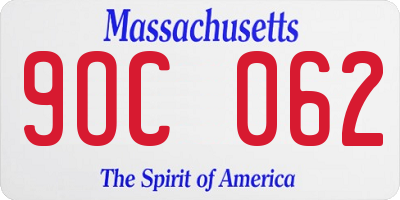 MA license plate 9OC062