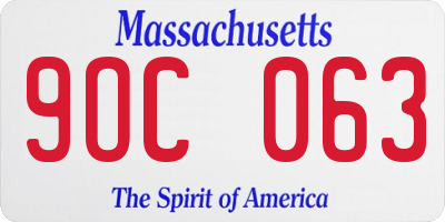 MA license plate 9OC063