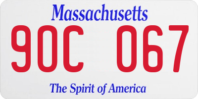 MA license plate 9OC067