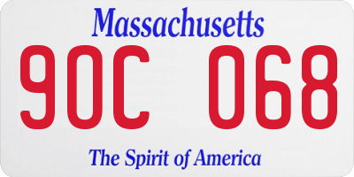 MA license plate 9OC068