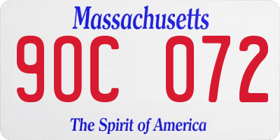 MA license plate 9OC072