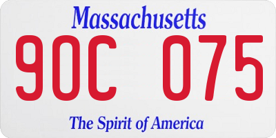 MA license plate 9OC075