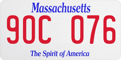 MA license plate 9OC076