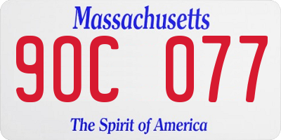 MA license plate 9OC077