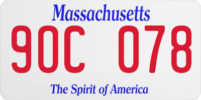 MA license plate 9OC078