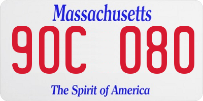 MA license plate 9OC080