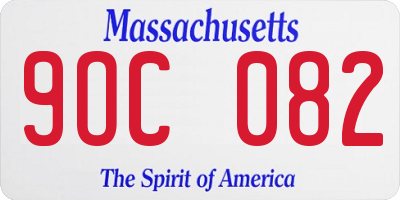 MA license plate 9OC082