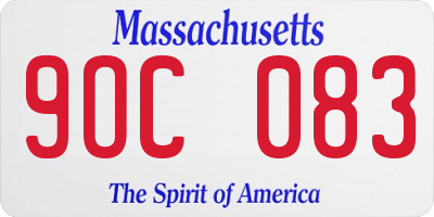 MA license plate 9OC083