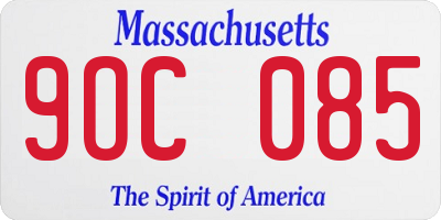 MA license plate 9OC085