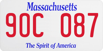 MA license plate 9OC087