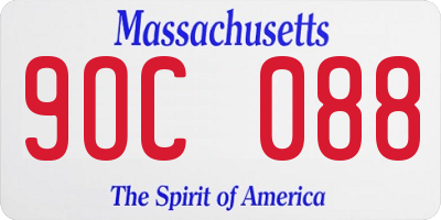 MA license plate 9OC088