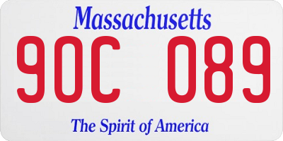 MA license plate 9OC089